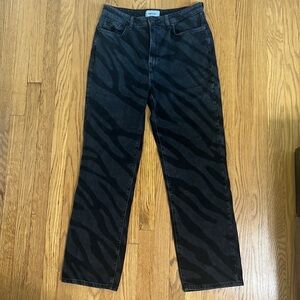 New look high waist straight jeans in black zebra print.